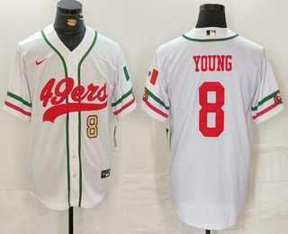 Men%27s San Francisco 49ers #8 Steve Young Number White Mexico Cool Base Stitched Baseball Jersey->san francisco 49ers->NFL Jersey